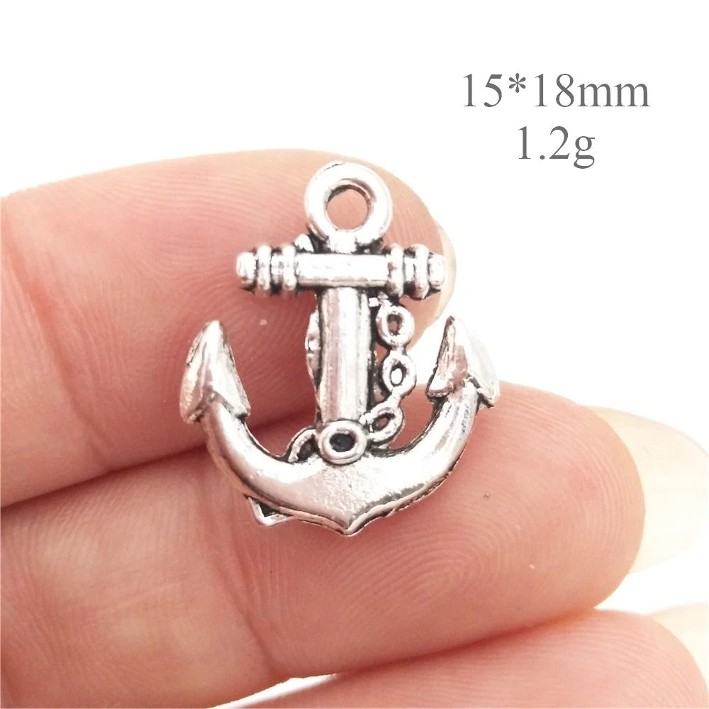 BULK 30 Eco-friendly Zinc Alloy Metal Antique Silver Plated Nautical Anchor Bracelet Charms DIY Jewelry Making  15*18mm 1.2g