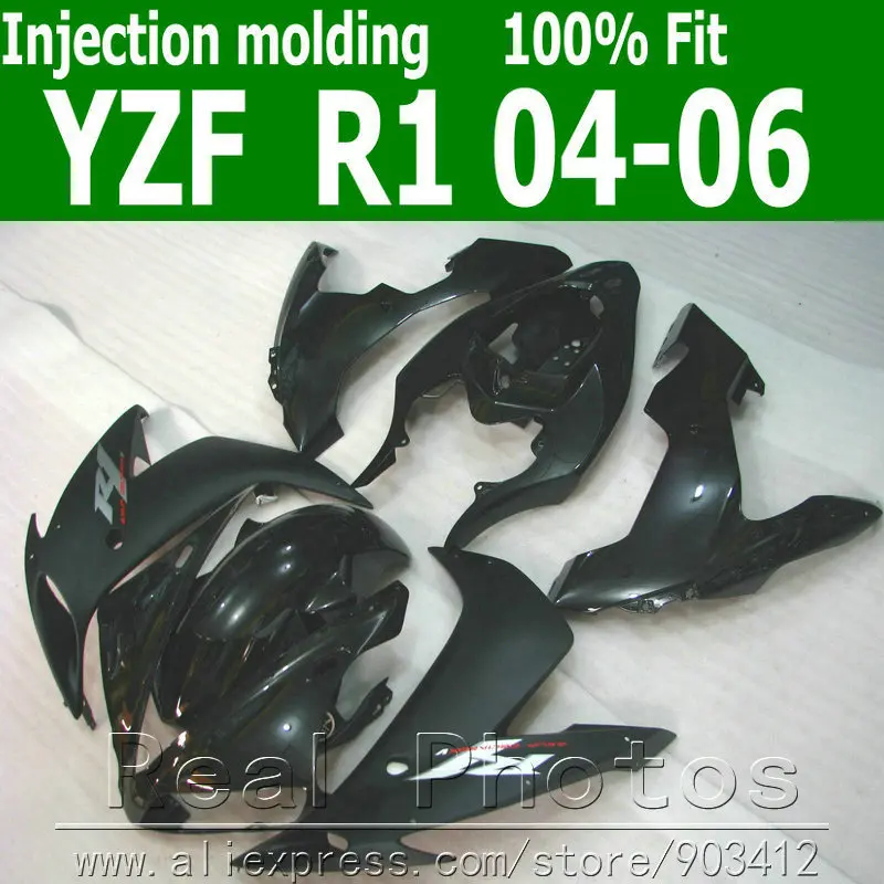 

100% Injection molding fairing body kit for YAMAHA R1 2004 2005 2006 all black fairings set 04 05 06 YZF R1 AS11