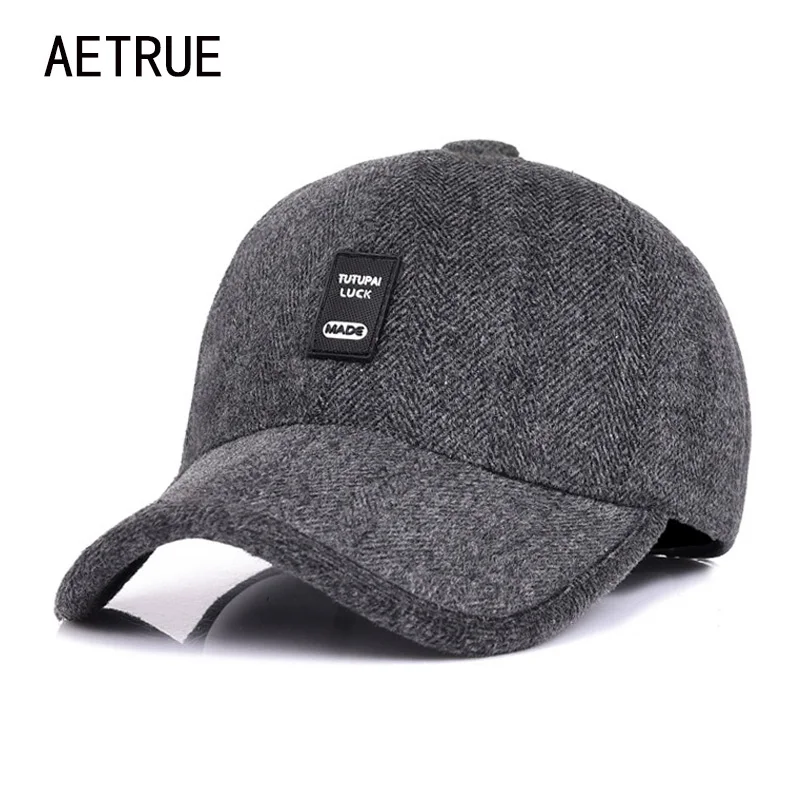 AETRUE Snapback Men Baseball Cap Dad Hats For Men Brand Bone homme Earflaps Gorras Casquette Chapeau Thicken Cap Warm Winter Hat