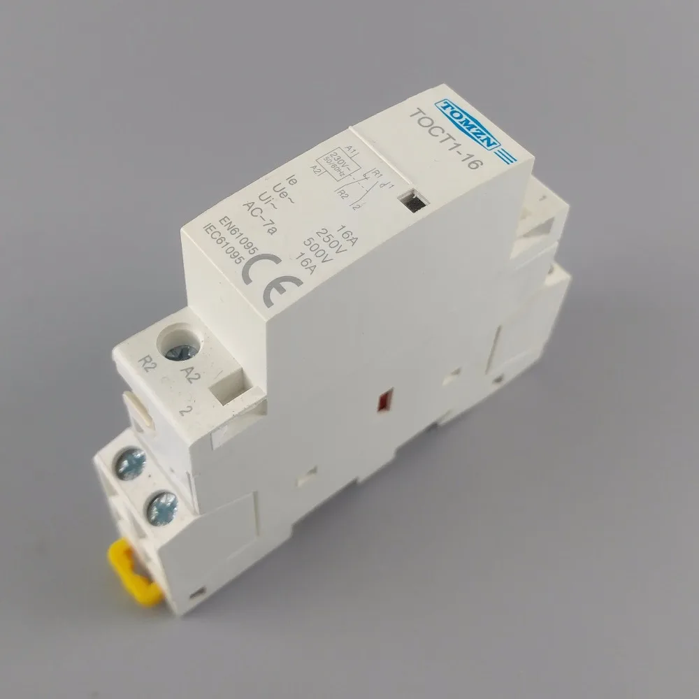 1PCS TOCT1 2P 16A 220V/230V 50/60HZ Din rail Household ac Modular contactor  2NO  or 1NO 1NC