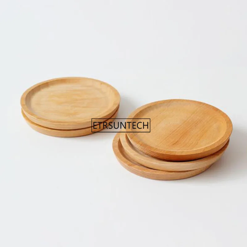 Round Wooden Non-slip Heat Resistant Mat Pastry Tray Dessert Plate Dishes Coasters Holder Custom Laser Logo