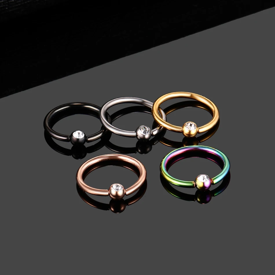 1Pc Titanium Nose Piercing Earrings Anodized Captive Bead Rings 16G Septum Hoop Ring Helix Daith Cartilage Tragus Earrings