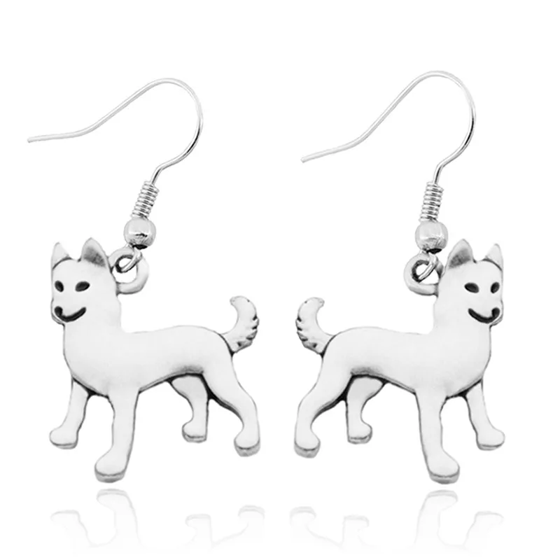 New Vintage Hippie Cute Siberian Husky Drop Earrings Boho Huskie Dog Statement Earrings For Women Brinco Earings Fashion Jewelry