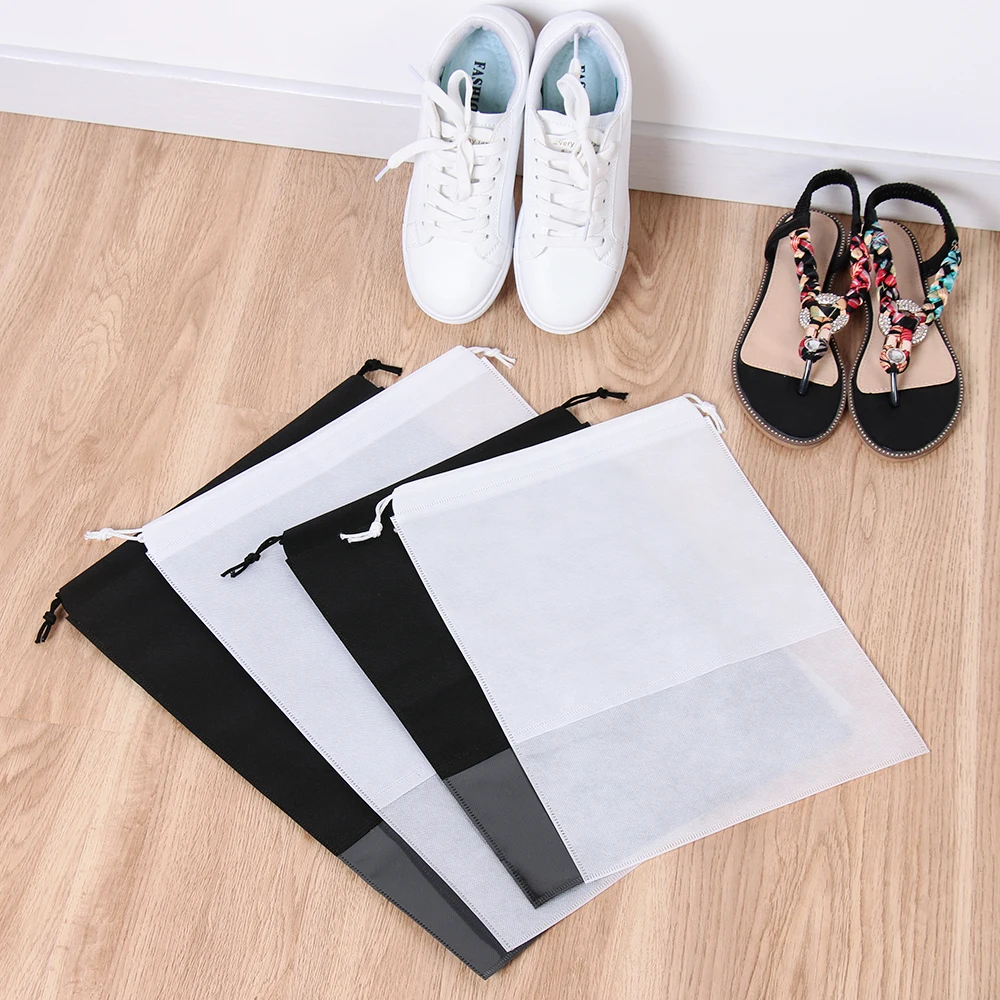 1PC S/L Waterproof Shoes Storage Bag Pouch Portable Travel Organizer Drawstring Bag Cover Non-Woven Laundry Organization