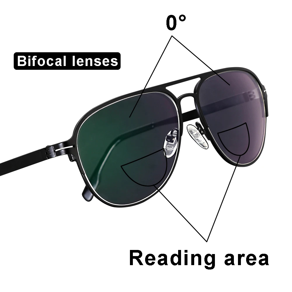 Transition Photochromic Bifocal Reading Glasses Optical Hyperopia Metal Frame UV400 Sunglasses