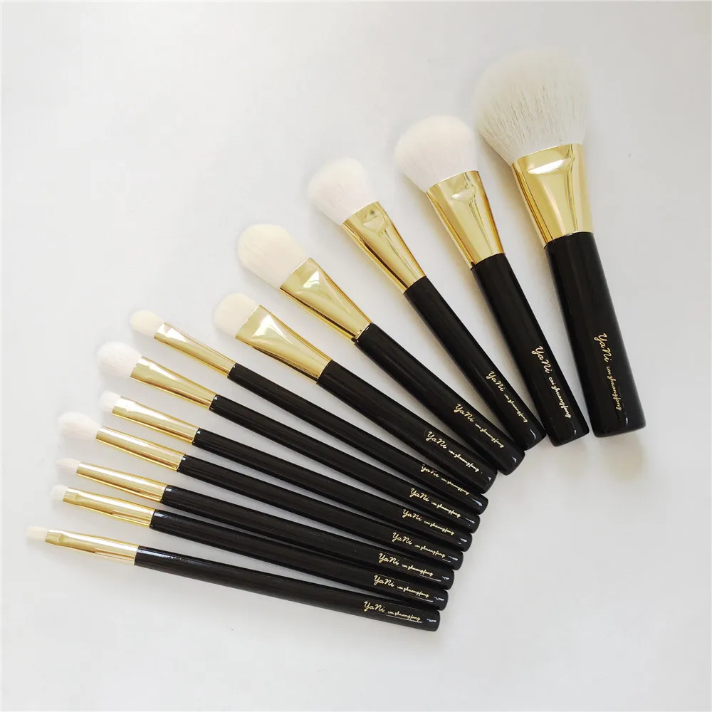 yani TF-SERIES Makeup 12-Brushes Complete Set Luxury Bronzer Cheek Cream Foundation Eyeshadow Concealer Lip Cosmetic Brush Tools