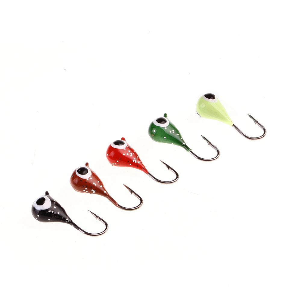 5 Stks/partij Winter Ijs Vissen Lokken 19Mm 2.1G Blootgesteld Mini Hoofd Haak Jigs Aas Vishaken Kunstmatige Aas visgerei Pesca