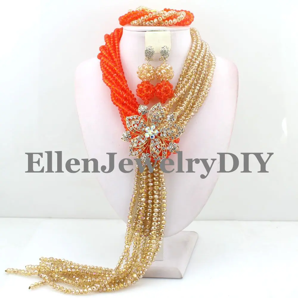 

Fashion 2019 African Wedding Crystal Beads African Beads Jewelry Set For Women Nigerian Set Colorful Free Shipping W9287