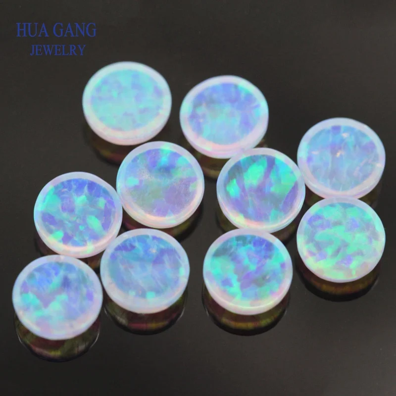 Round Shape Cabochon Opal Flat Back FI13 Beads Synthetic Gemstones For Jewelry Making DIY 3.0mm~7.0mm