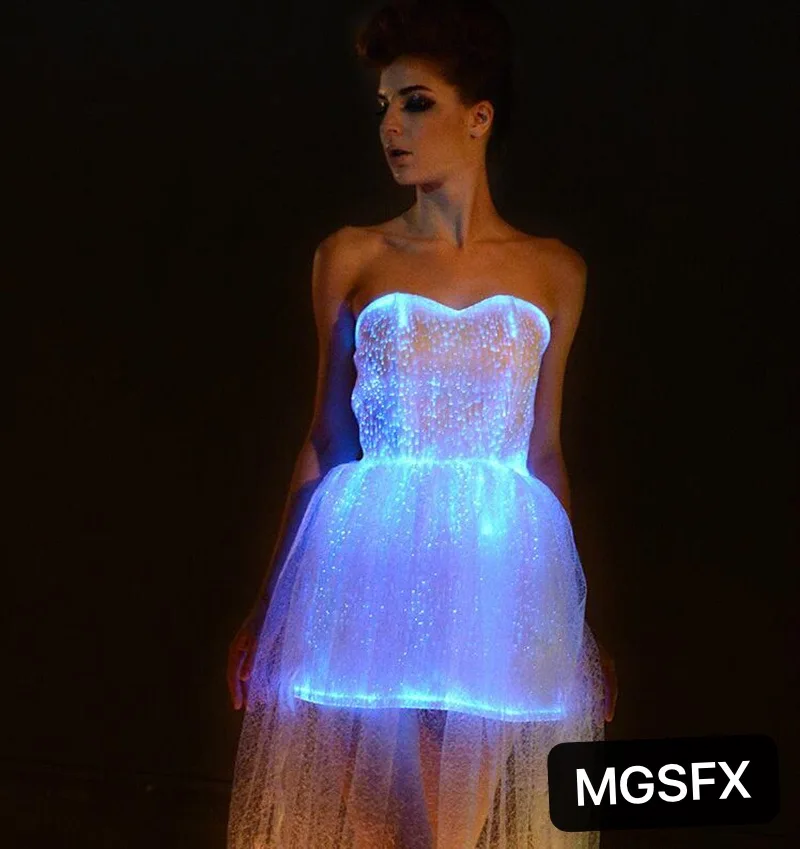 

LED Light dress Luminous clothing fiber optic dance costume girls LED Wedding dress