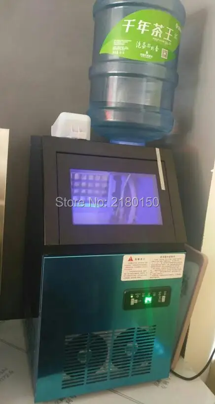 55kgs/24H التجارية الكهربائية جهاز تكوين الثلج الفولاذ المقاوم للصدأ المعبأة في زجاجات المياه مربع الشكل ماكينة صنع الثلج