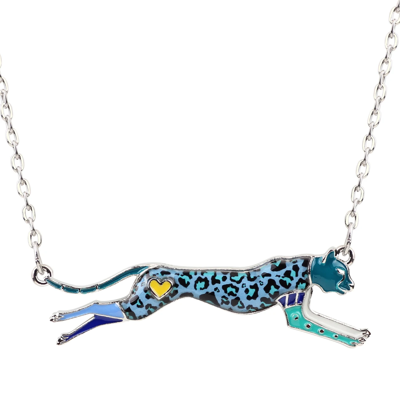 Bonsny Statement Leopard Panther Choker Necklace Pendant Enamel Chain Collar Trendy Jungle Animal Jewelry Accessories For Women