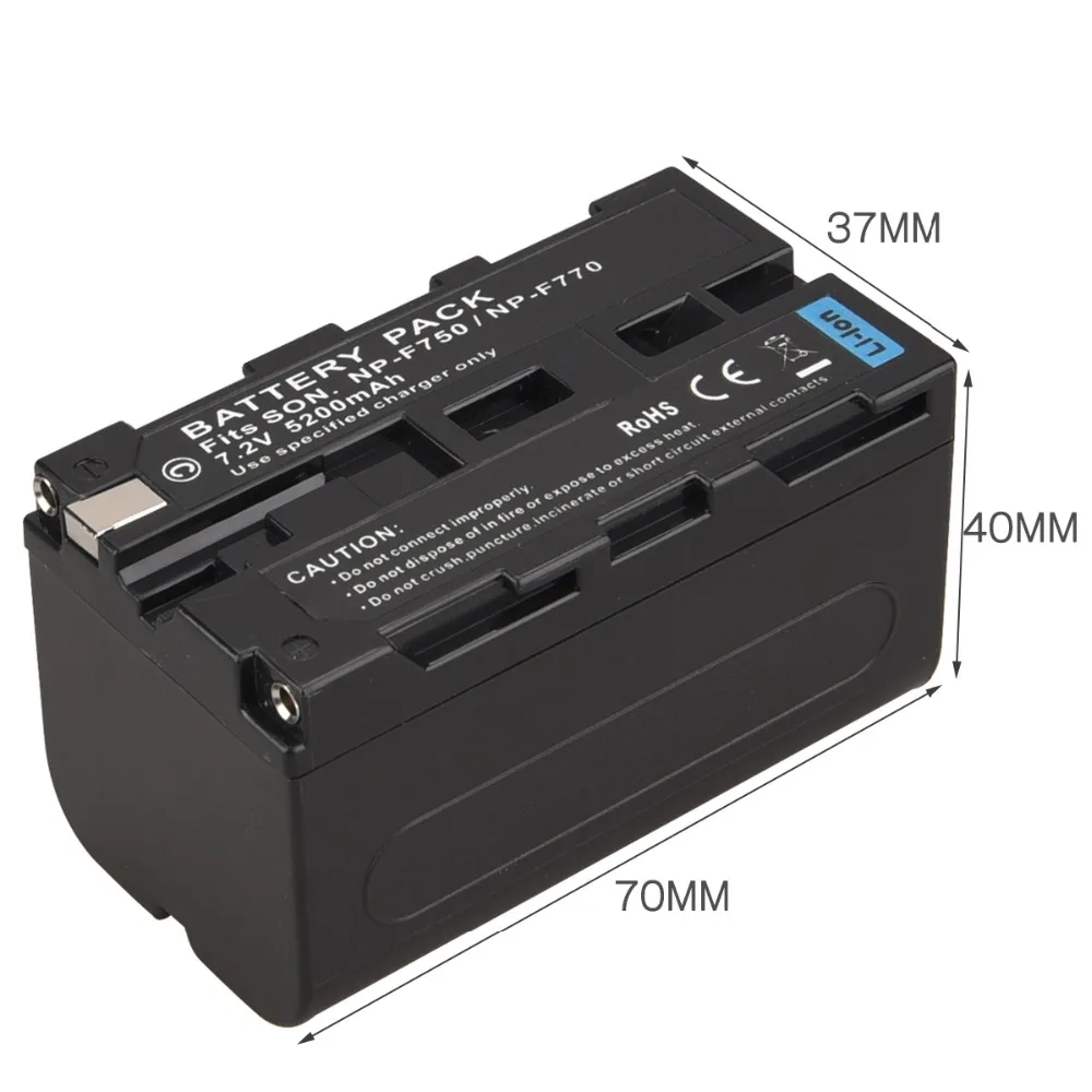 1 ชิ้นความจุสูง 5200 มิลลิแอมป์ชั่วโมง NP-F770 NP-F750 NP F770 np f750 NPF770 750 แบตเตอรี่สำหรับ Sony NP-F770 NP-F750 F960 f970 แบตเตอรี่กล้อง