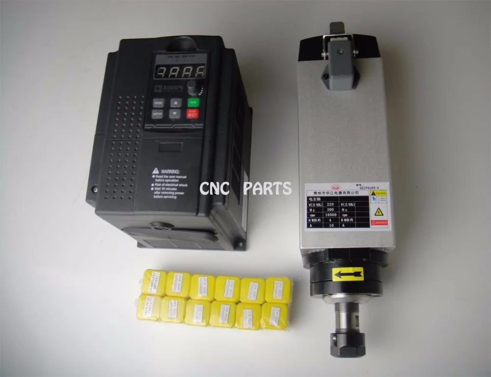 4KW vuông ER20 AC220V làm mát không khí trục chính với 4KW phù hợp VFD inverter + 12 miếng ER20 dầu ống