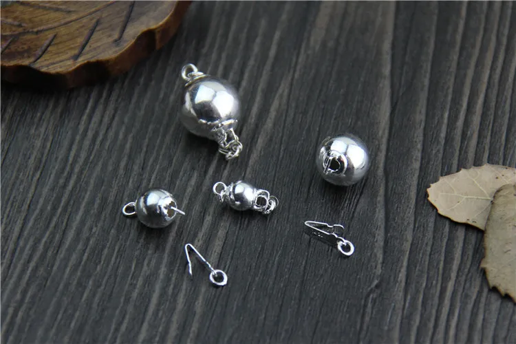 1pc 100% 925 Sterling Silver Round Ball Clasp Hooks 6/8/10mm Bracelets Necklace Clasp Connectors DIY Jewelry Making Accessories