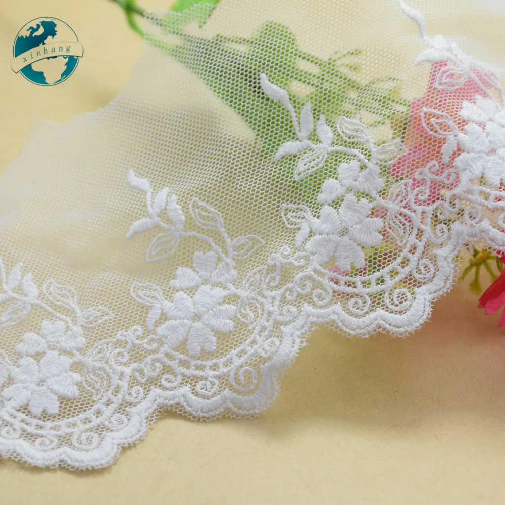 8cm White Embroidery Sewing Ribbon Guipure Lace Trim Fabric Warp Knitting DIY Garment Wedding Accessories #1786