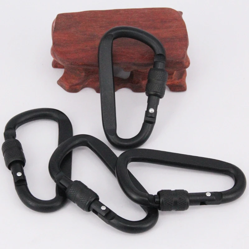 7 cm Karabiner aus Aluminiumlegierung, schwarzer D-Ring, Schlüsselanhänger-Clip, Camping-Schlüsselanhänger, Karabinerhaken, Outdoor-Reiseset GYH – Detail 8