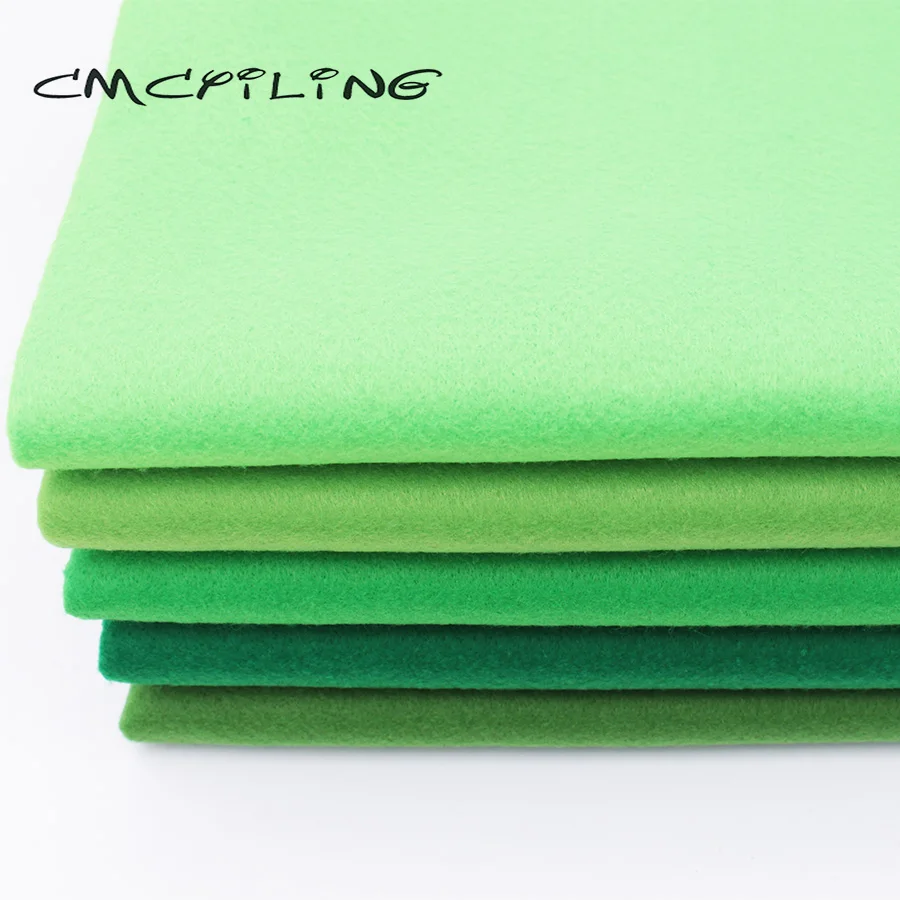 CMCYILING 5 Pcs/Lot,45*55cm Patchwork Soft Felt Fabric For Needlework DIY Sewing Dolls Crafts  Polyester Cloth Green Series