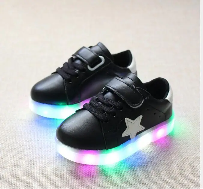 New Boys Girls Children Led Kids Light Up Sports Shoes Luminous Glowing PU Breathable Sneakers Flats  Shoes Size 21-30