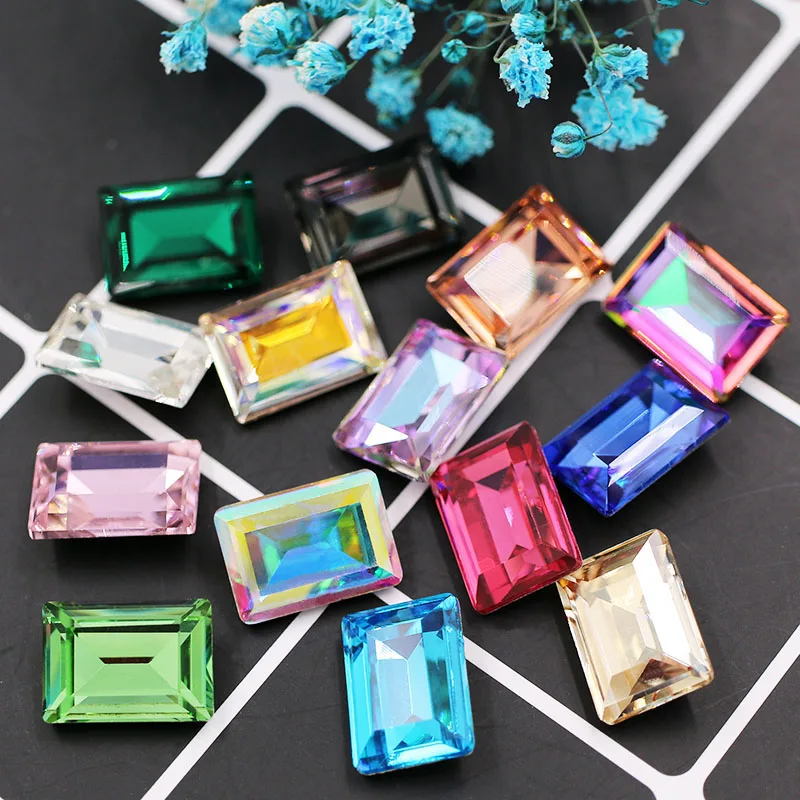 10x14mm rectangle pointback crystal strass k9 glass rhinestones for nail art clothing necklace earring Accessories