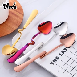 Hanging Cup Coffee Spoon Heart Shape Stainless Steel Scoop Silver Sugar Dessert Spoons Gold Stirring Tea-spoon Snack Juice Tools