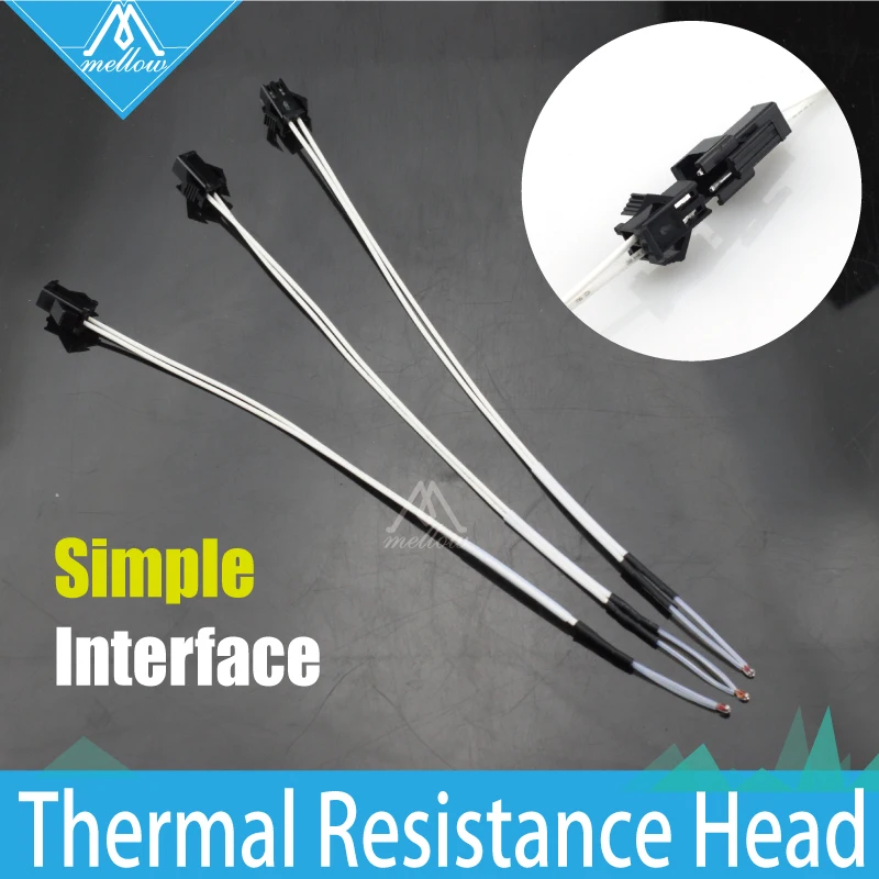 

Mellow 100K Ohm NTC 3950 Simple Replacement A End Line Length Thermistors with Cable for 3D Printer Parts Reprap Mend
