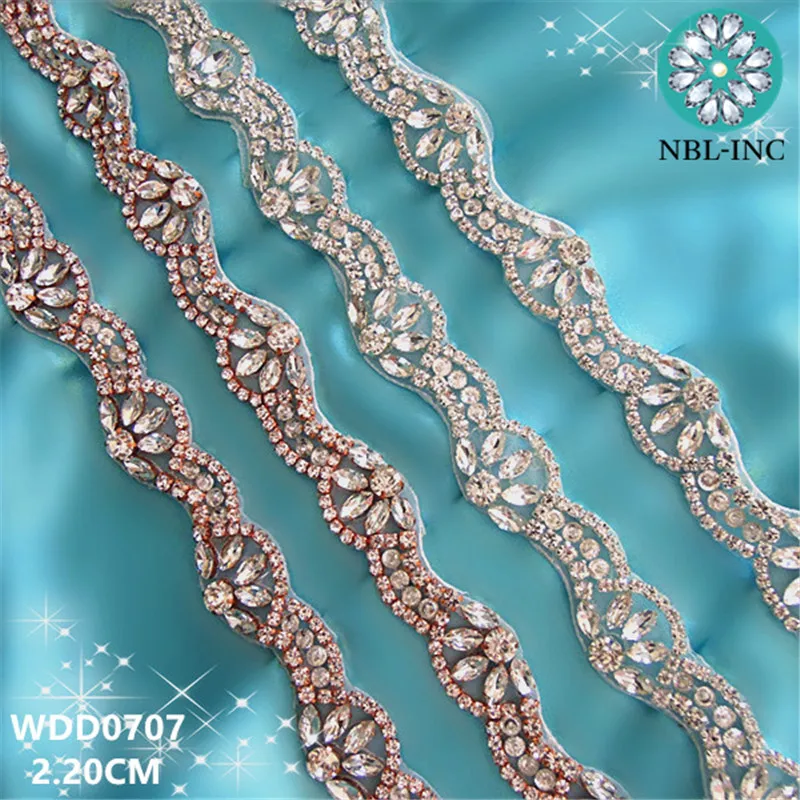 

(10 YARDS) Wholesale hand sewing bridal beaded silver rhinestone applique trim iron on for wedding dress WDD0707