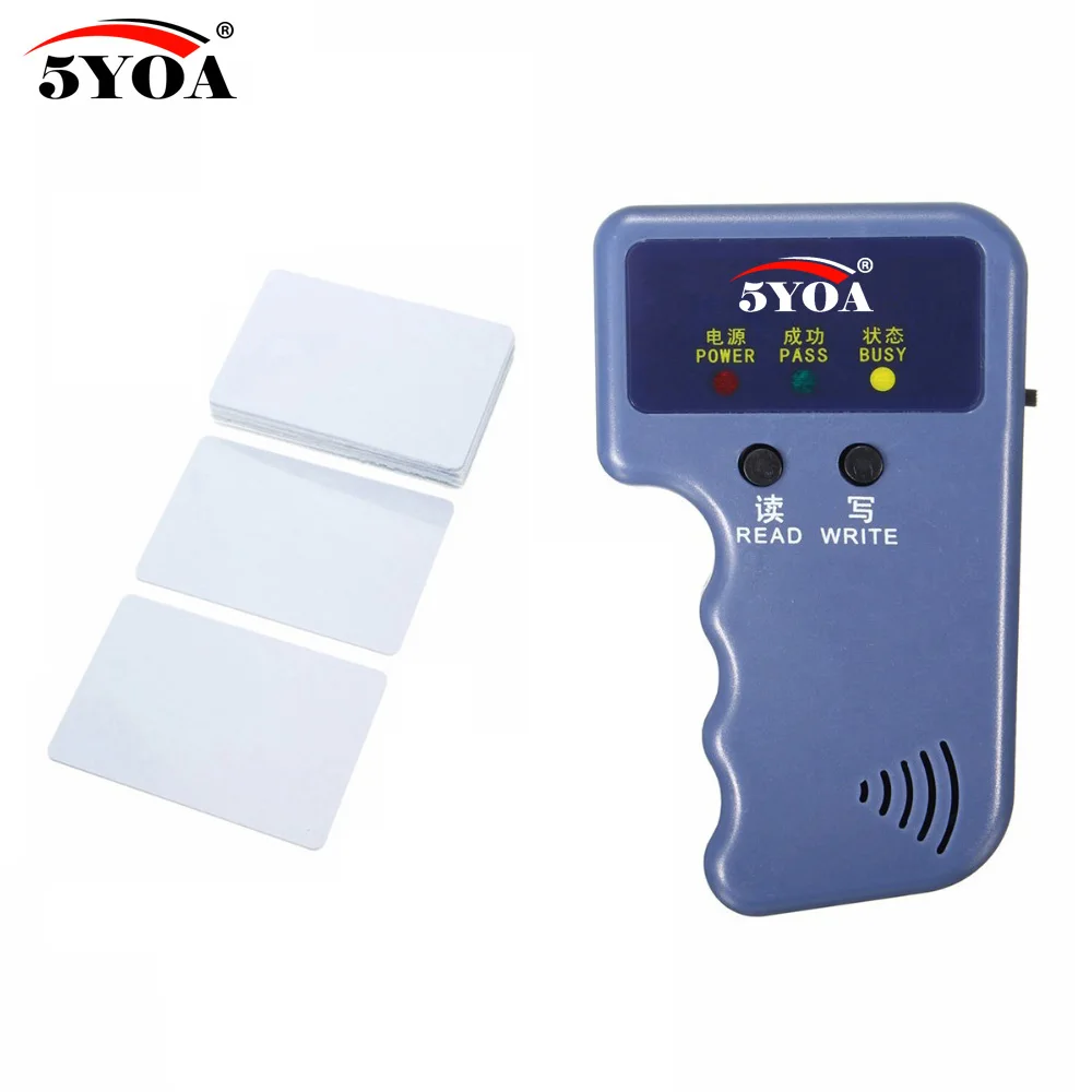 Handheld 125KHz EM4100 RFID Copier Writer Duplicator Programmer Reader + EM4305 T5577 Rewritable ID Keyfobs Tags Card