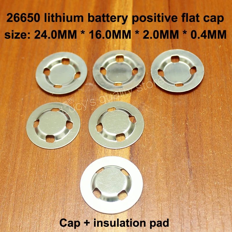 50 قطعة/الوحدة 26650 ليثيوم بطارية الإيجابية والسلبية بقعة لحام كاب الفولاذ المقاوم للصدأ 26650 بطارية إيجابية سقف مسطح تركيبات