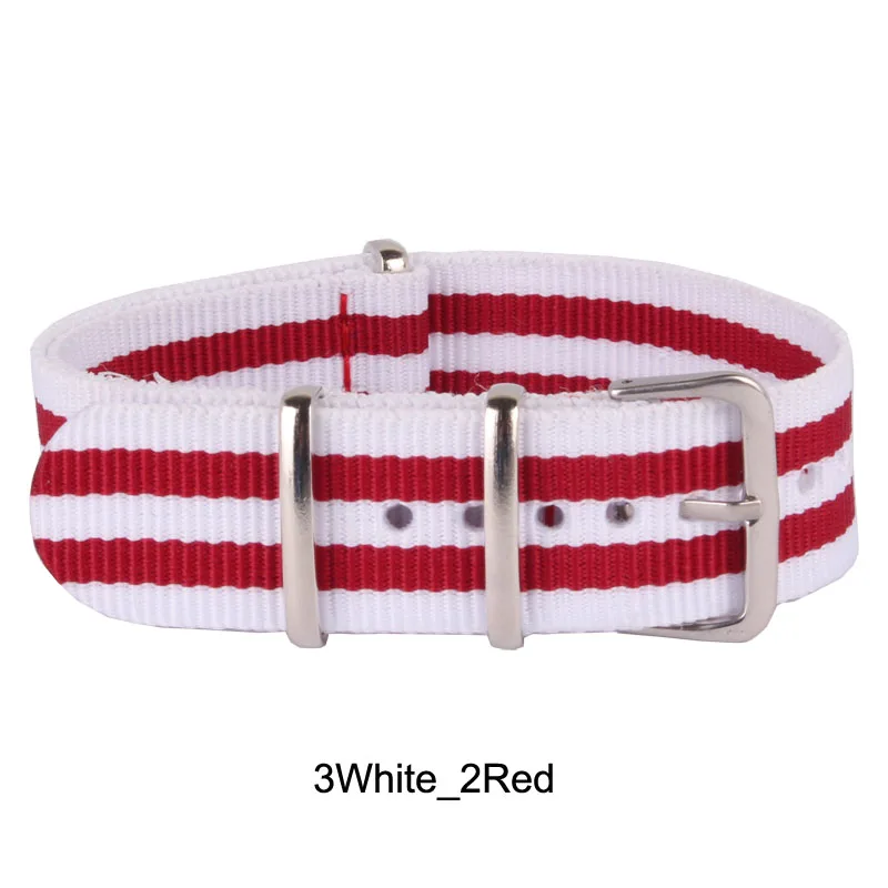 Cambo Wholesale 20 mm Stripe Red White Woven Fiber watchband 20mm Nylon Watch Straps Wristwatch Band Buckle Cheap fabric