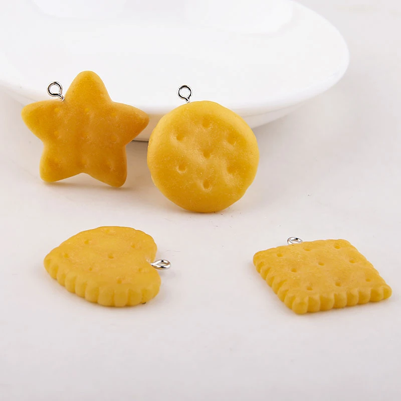 10pcs/bag Simulation Star Love Round Resin Biscuits Charms Food Dessert Floating Pendants DIY Earring Jewelry Accessories YZ475