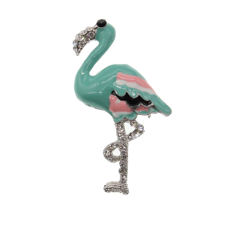 

20pcs/lot Fashionable Crystal Rhinestone Flamingo brooch Bird Brooch Animal brooch pin