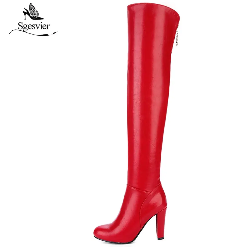 Sgesvier 2021 newest over the knee boots women round toe autumn boots sexy stiletto thick heels shoes woman long boots B704