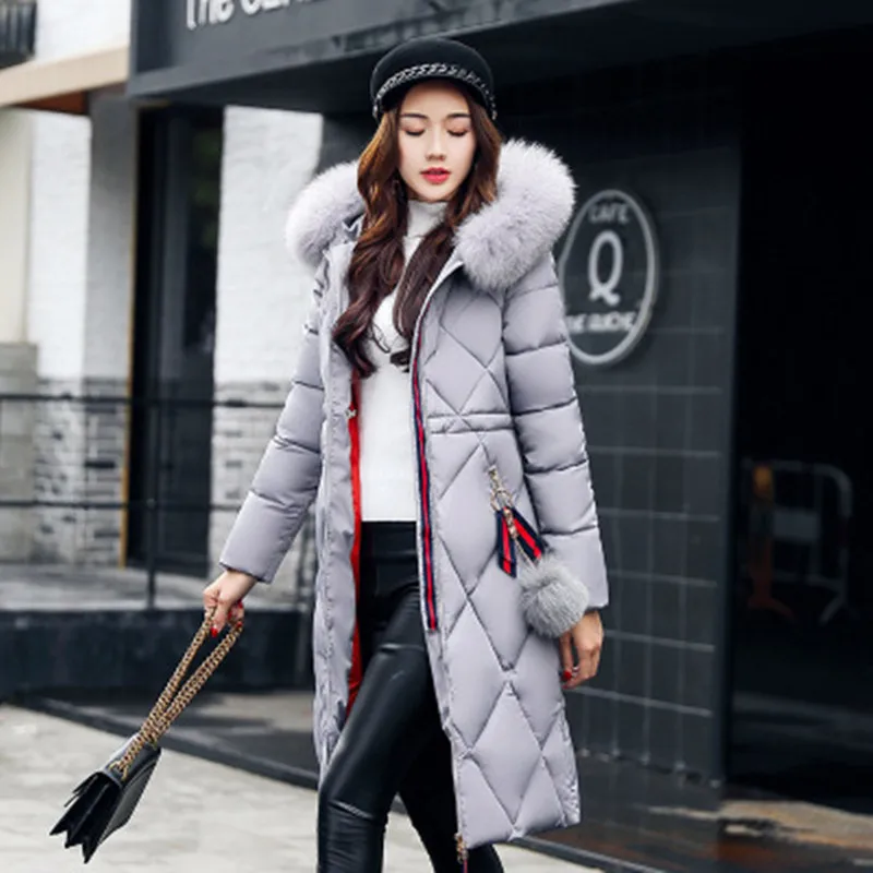 New 2020 Winter Coat Women Big Fur Thicken Stitching Slim Long Winter Coat Down Cotton Parka Women Jacket CC402