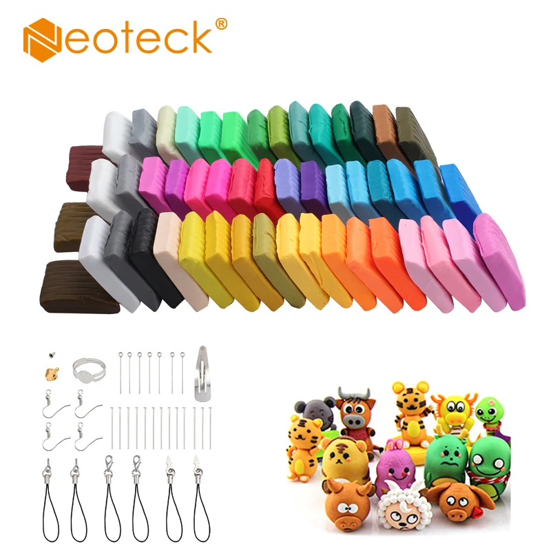 Neoteck 50 PCS DIY Craft Malleable Polymer Modelling Soft Clay Block Set With Tool For Malleable Polymer Modelling