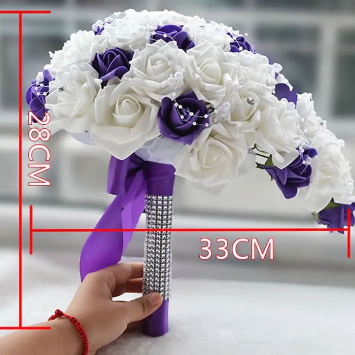 Personalizado 2016 quente real toque noivas rosa flores de casamento cascata de lágrima buquê de noiva com e pérolas impressionante bouquet de casamento