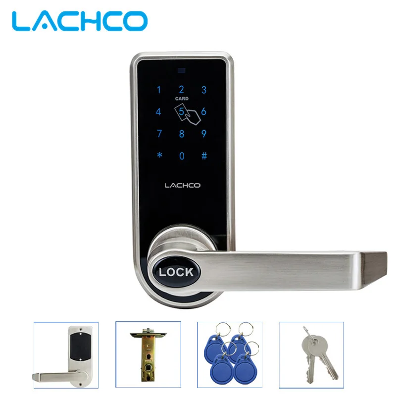 lachco fechadura eletronica senha de tela sensivel ao toque codigo digital trava keyless parafuso smart home l16073bs cartoes 01