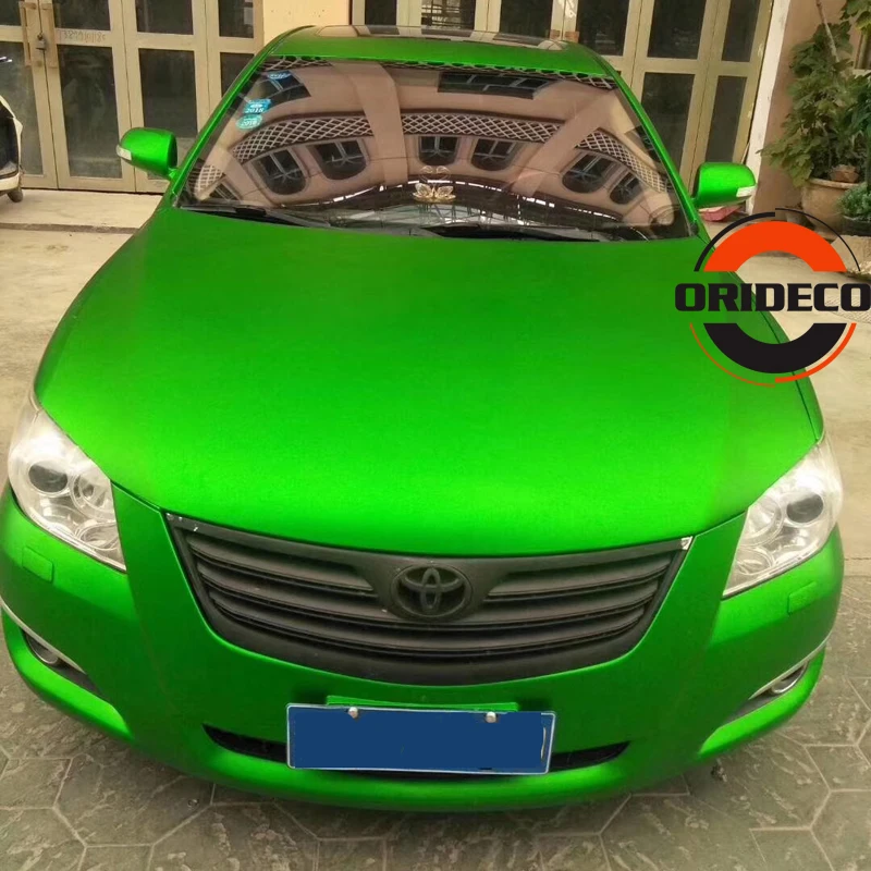 

5/10/15/20*1.52M Premium Apple Green Matte Metallic Chrome Car Vinyl Film Satin Green Vinyl Air Free Bubble For Vehicle Wraps