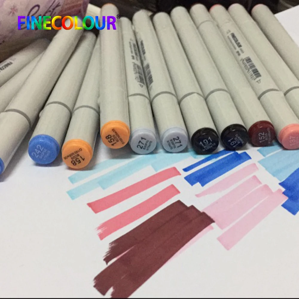 Finecolour 24/36 zestaw szkic na bazie alkoholu Marker na atrament Manga Marker do dostaw sztuki do rysowania