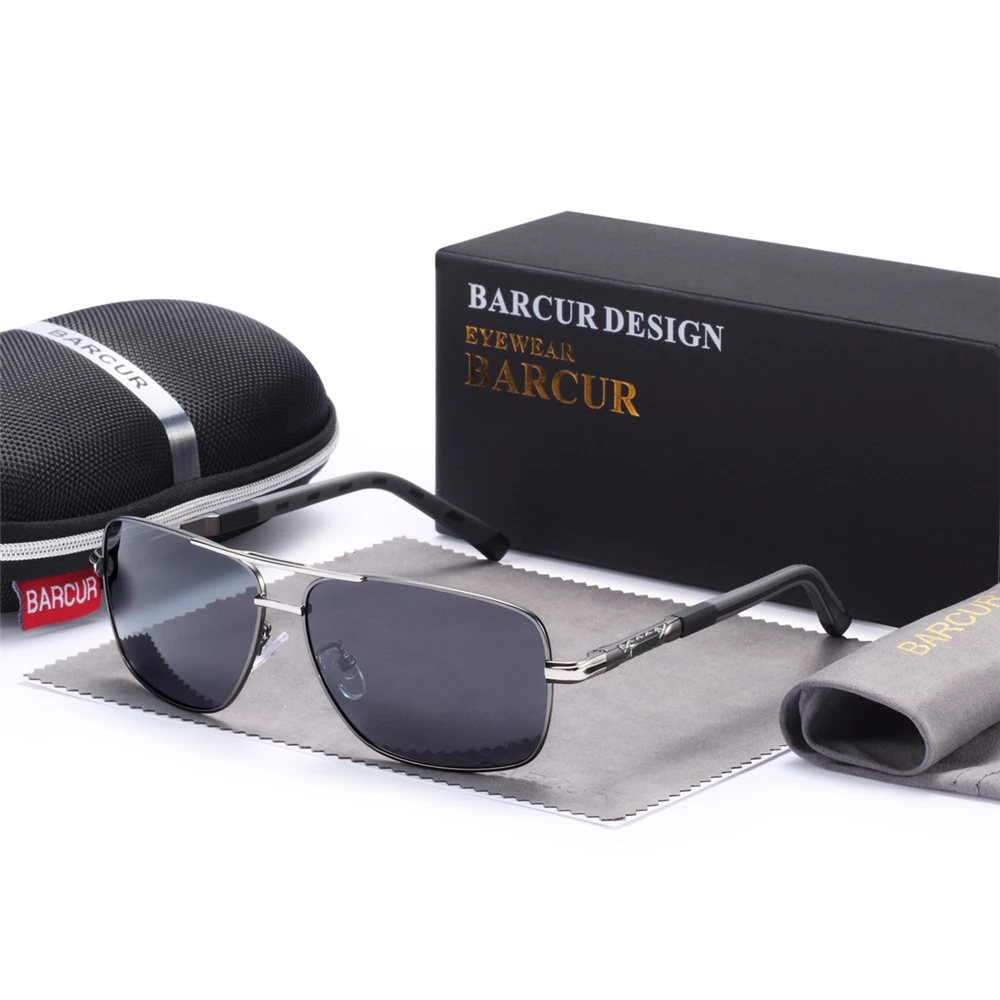 BARCUR Rectangle Polarized Sunglasses Driving Glasses Men Sun glasses Colored Lenses for Eyes Vintage Glasses oculos shades image 4