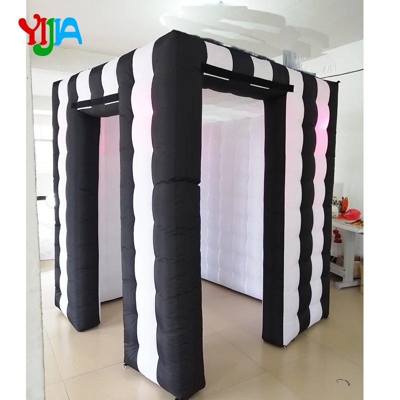 High Quality Nice Price 6*6*7.3ft Inflatable Cabin LED Inflatable Photo Booth Portable Backdrop for Wedding Party