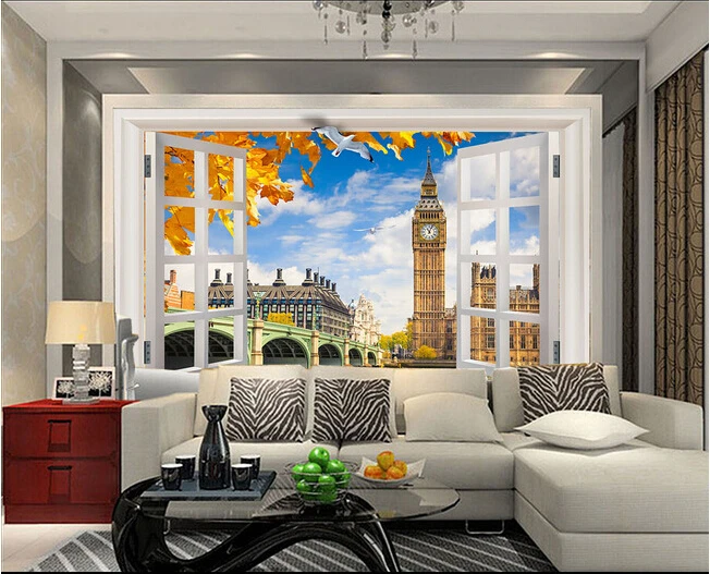 

The custom 3D murals, 3D out of the window scenery Big Ben papel de parede,living room sofa TV wall bedroom wall paper