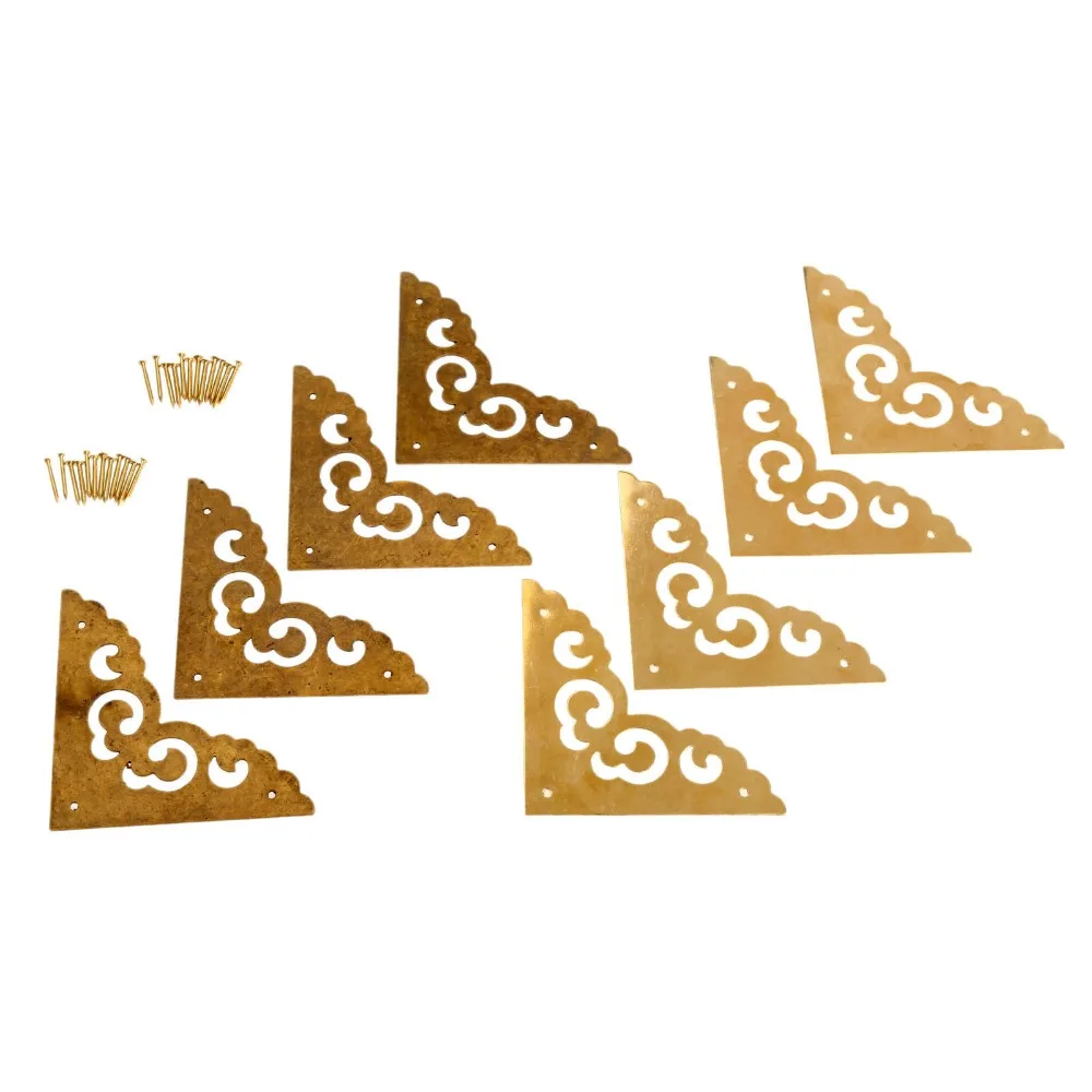 4Pcs 65mm Antique Jewelry Box Wood Case Decorative Feet Leg Corner Protector Brass Decorative Corner Bracket Furniture Hardware