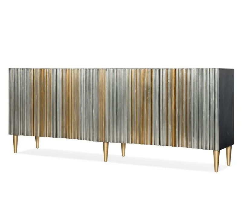 180cm Length  Sideboard with Plisse Pattern / Gilded Wood Feet