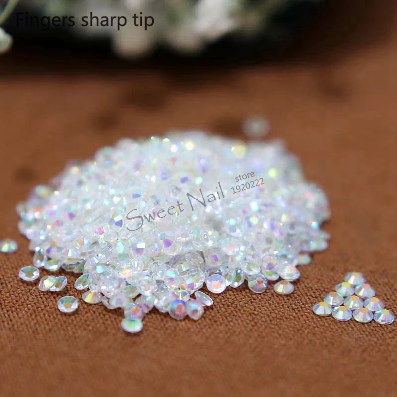 1000 pcs SS10 Transparent white AB 14 Facets Resin Round Rhinestone Sparkling Rhinestones Nail Art Decoration DIY N23