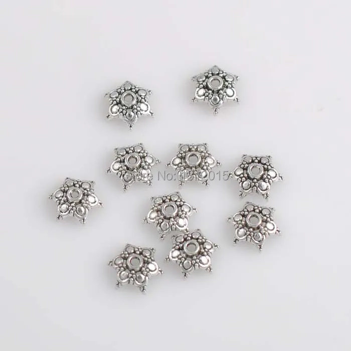 

50pcs Tibetan Silver StyleTone Small Flower Plated DIY Metal Spacer Beads Caps 13x5mm YTC0039