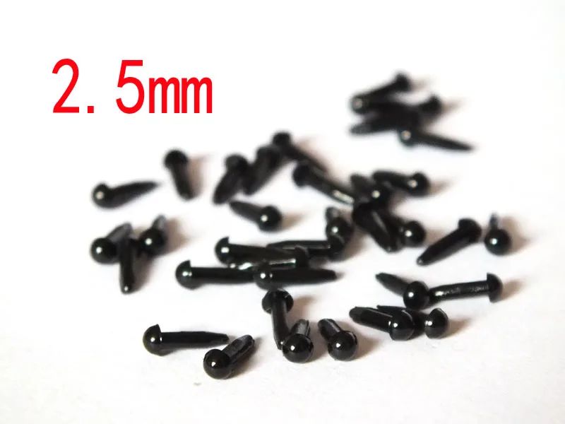 2.5mm Black Plastic EYES Straight Stem Teddy Bears, miniatures--100pcs(50pairs)