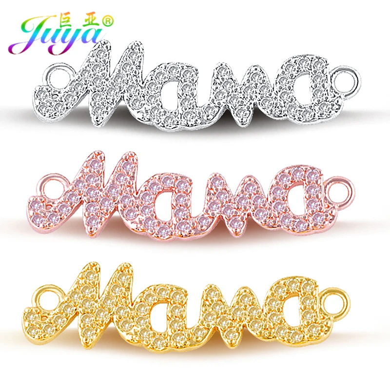 DIY BRACELETS Accessories Cubic Zirconia MAMA Christmas Connector Charms Fit Women Kids Fashion Jewelry DIY Making Findings