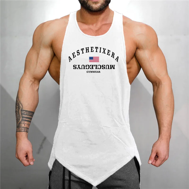 Muscleguys marka moda fitness koszulki bez rękawów bawełniany tank top mężczyźni t-shirt na siłownię mężczyzna singlet odzież do ćwiczeń koszulka na siłownię