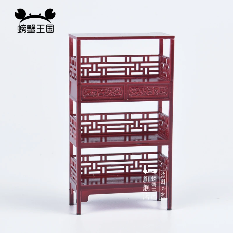 25 Scale Miniature Doll Stand Chinese Dollhouse Furniture Craft Storage Shelf Organizer Display Rack Model Bookshelf